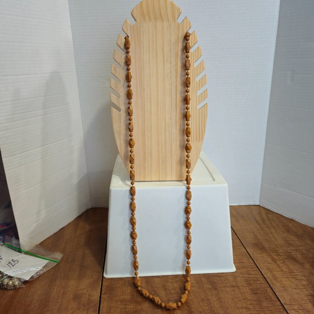 Tan Fused Craved Beaded Necklace